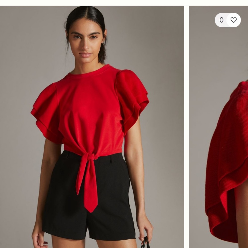 Anthropologie Dolan Left Coast Ruffle Tie-Front Pullorver Top NWT SZ XS